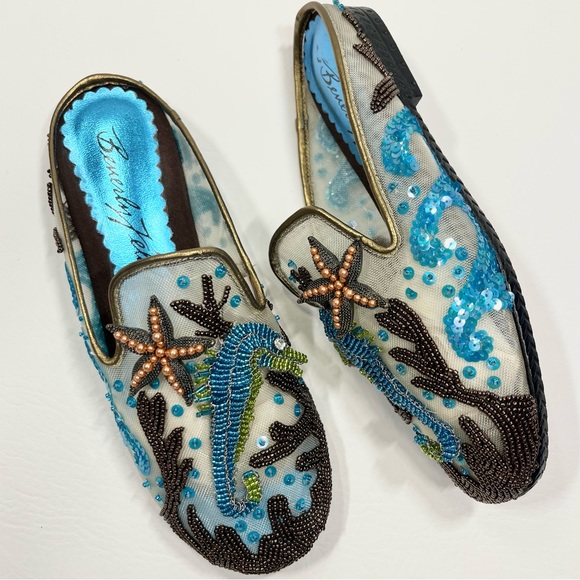 Beverly Feldman Beaded Sequin Shoes Seahorse Starfish Nautical Ocean Size 5.5 - Picture 13 of 13